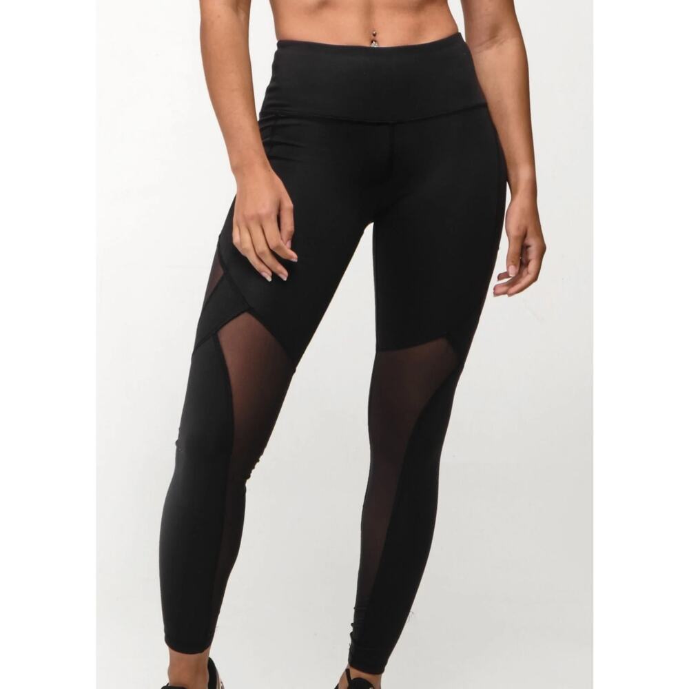 Seaav Athletics High-Rise Mesh Legging Pockets Womens Small Black New Athleisure